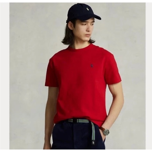 Polo Ralph Red Cotton Crew Neck Short Sleeve T-Shirt Logo Men’s Size 1XB (1676) - Picture 1 of 6